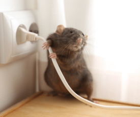 mouse holding a plug