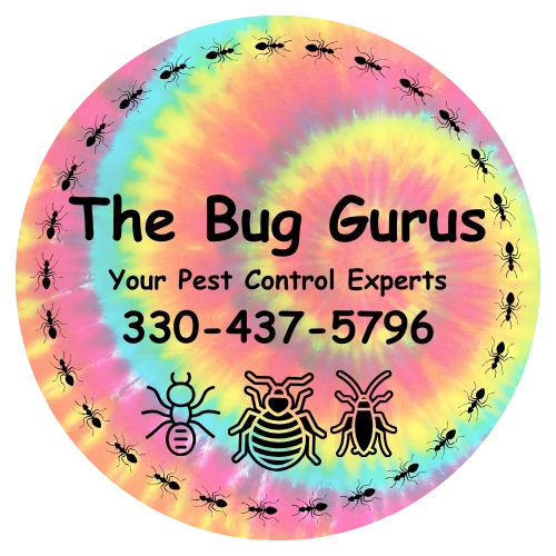 The Bug Gurus Logo- Tie Dye circle with ants